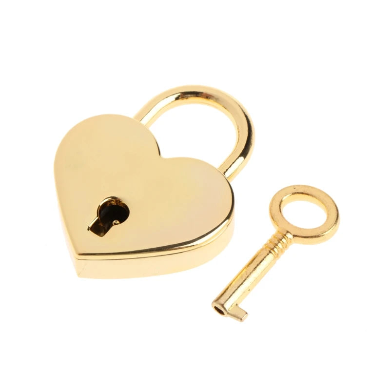 Vintage Wish Lock Mini Heart Shaped Lock Wedding Keyed Padlocks Personalized Padlock for Jewelry Box Small Wooden Box