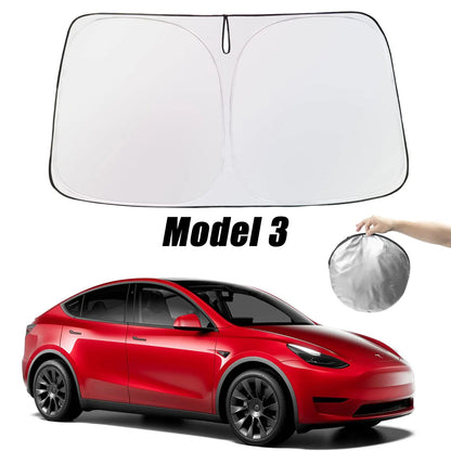 Tesla Windshield Sunshade Folding Front Window Cover – Heat Protection Visor for Model Y & Model 3 2025 Accessories