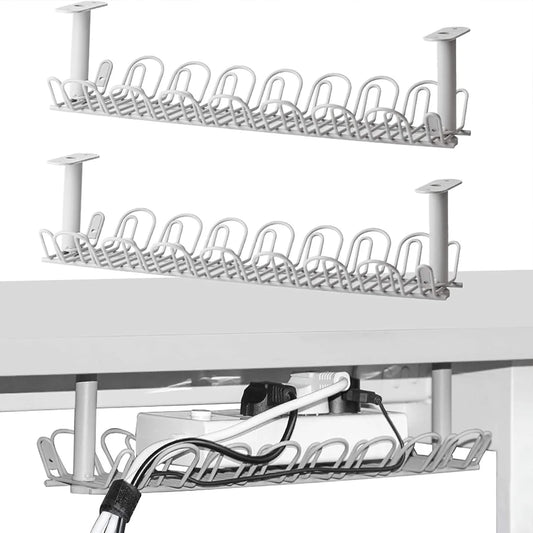 Under-Desk Cable Management Tray – Power Strip & Wire Organizer Rack for Office and Living Room