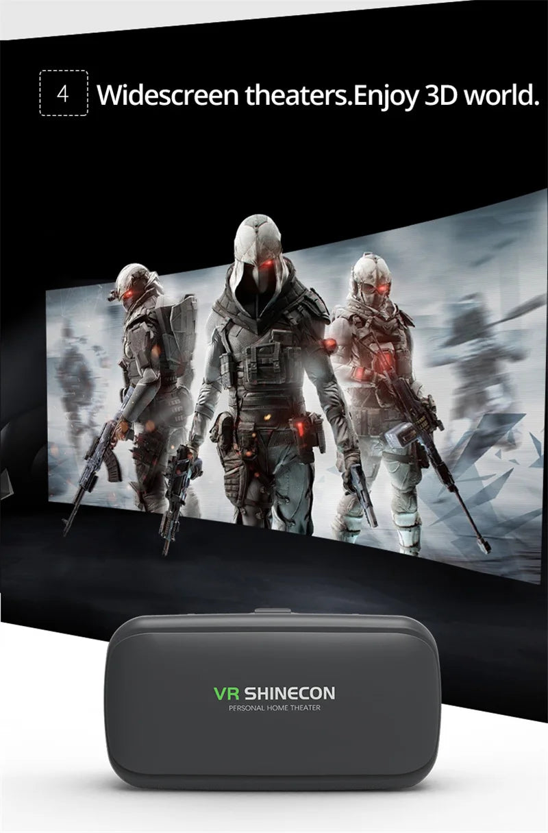 VR Shinecon 10.0 3D Virtual Reality Headset – Helmet Goggles for Smartphone Gaming