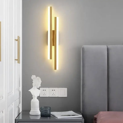 LED Wall Sconce - Modern Copper Pipe Lamp with Acrylic Shade, Indoor Lighting for Bedroom, Living Room, Corridor