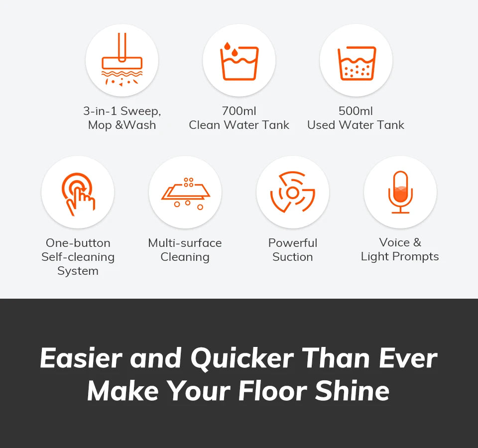 ILIFE W90 Cordless Wet Dry Smart Mop – 5500Pa Suction, Self-Cleaning in 1 Minute, Large Dual Water Tank