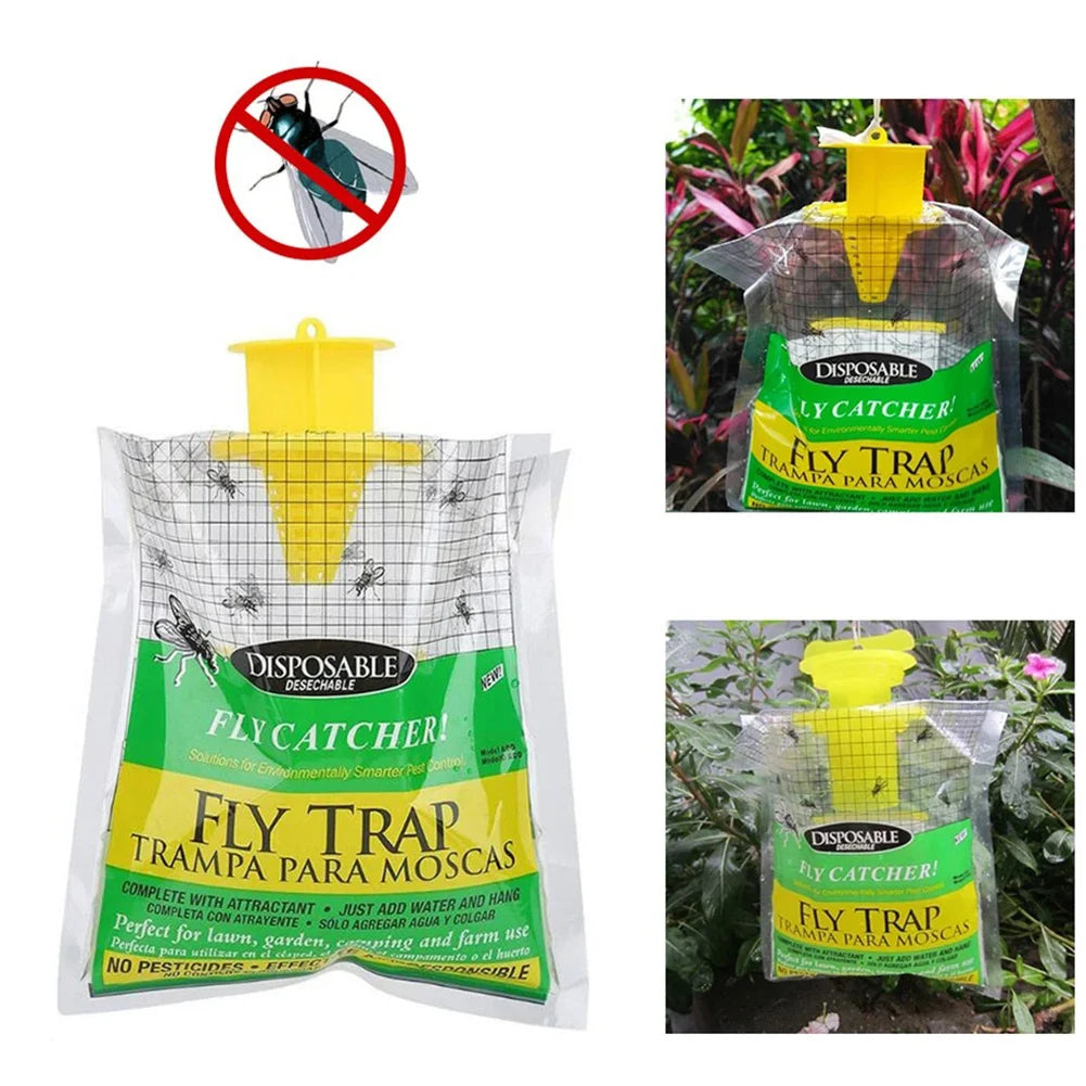 Hanging Fly Catcher Bags – Non-Toxic, Water-Soluble Disposable Fly Traps for Home & Garden