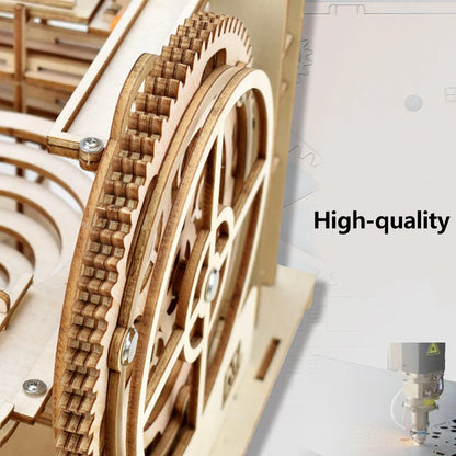 3D Wooden Puzzle DIY Mechanical Model Kit – Marble Run Set with 4 Balls, Assemble Toys for Adults & Kids, Unique Gifts