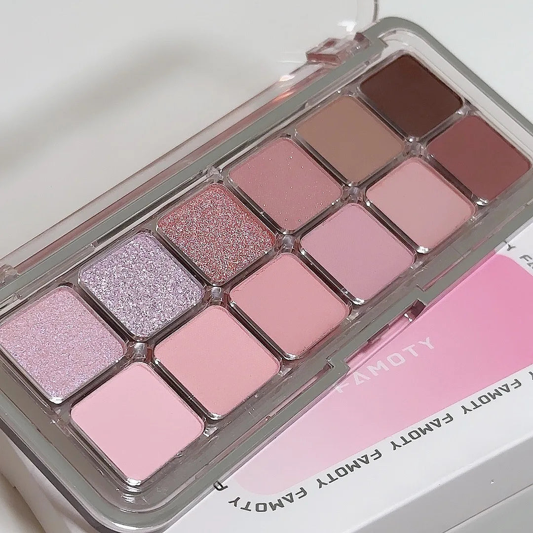 12-Color Matte Eyeshadow Palette – Low Saturation Tea & Apricot Shades, Long-Lasting Daily Eye Makeup