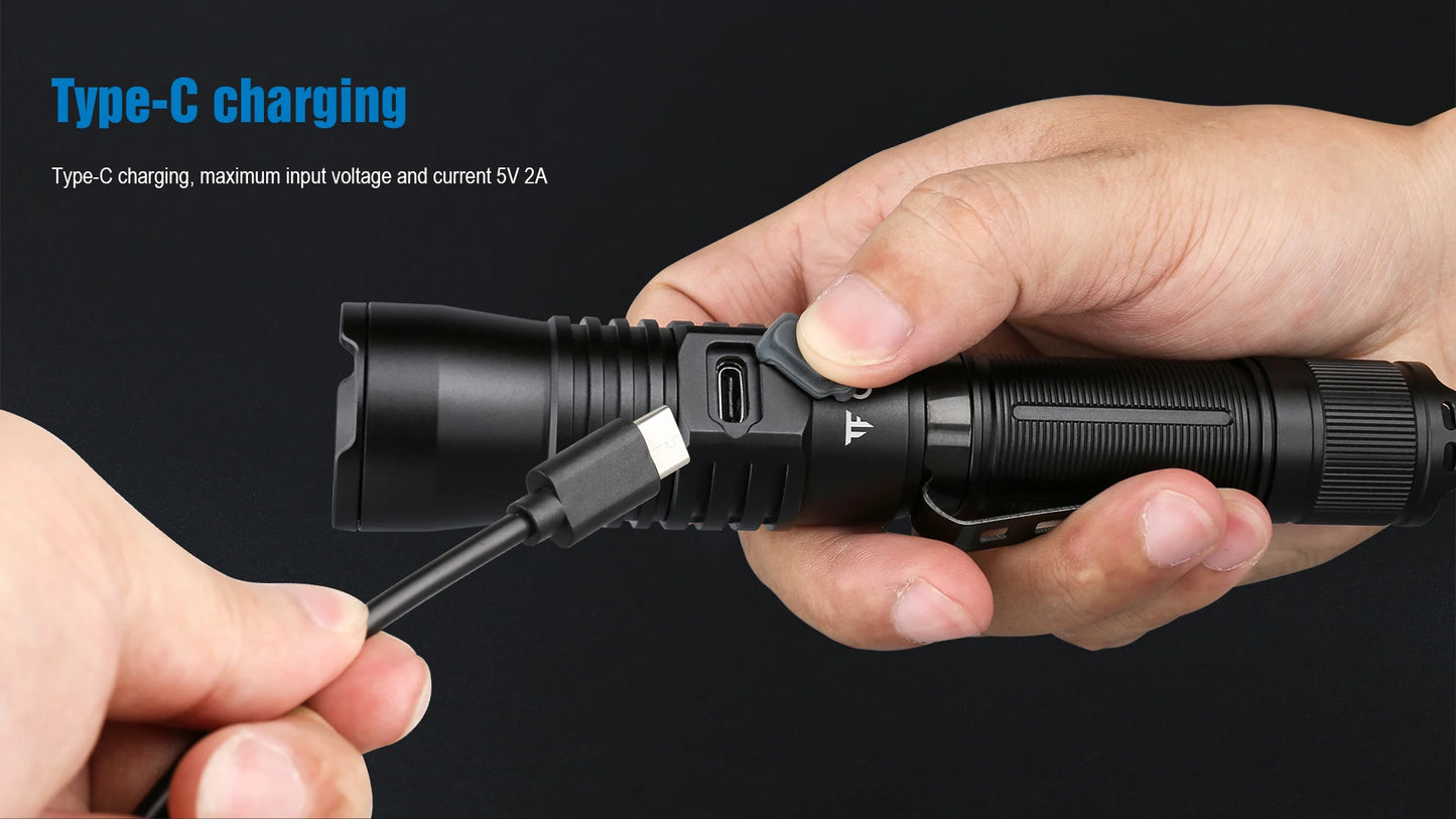 Trustfire T30R Tactical Flashlight – 460 Lumen High-Power LED USB Rechargeable Torch with 18650 Battery