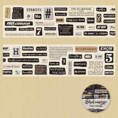 Mr. Paper 6 Style Retro English Theme Washi Tape – 1 Roll for DIY Crafts, Phone Case, Glass Bottle, Photo Frame Decoration