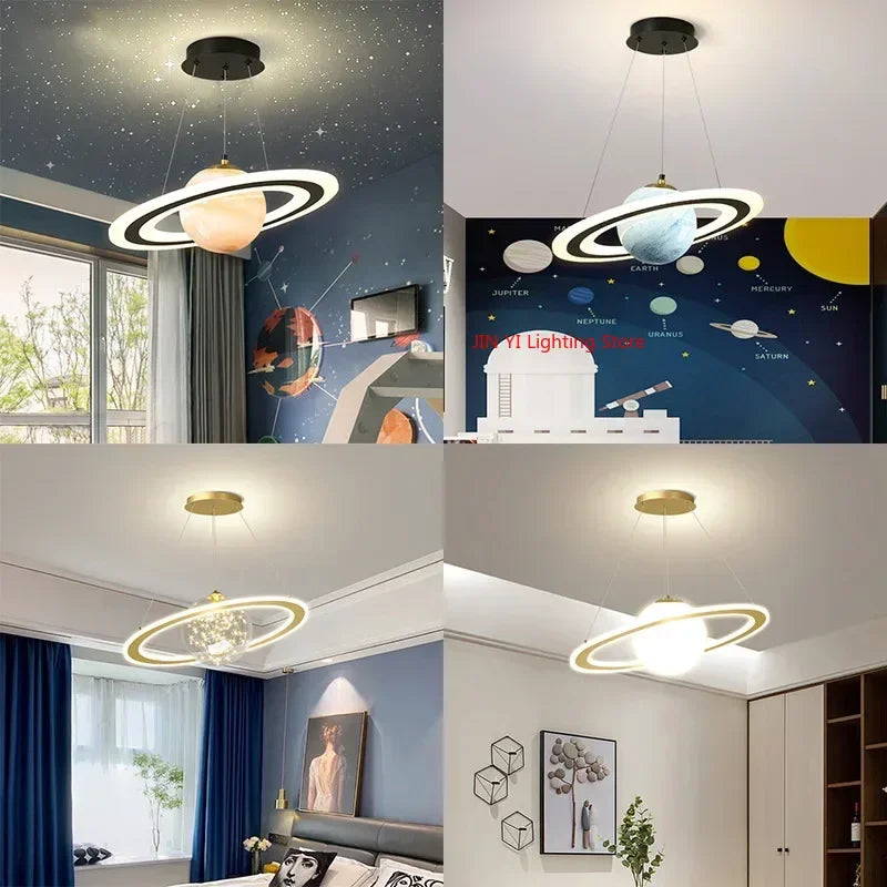 Acrylic Planet Pendant Lamp – Space Star Hanging Light for Living Room, Bedroom, Kitchen & Kids Room, E27 Bulb Compatible