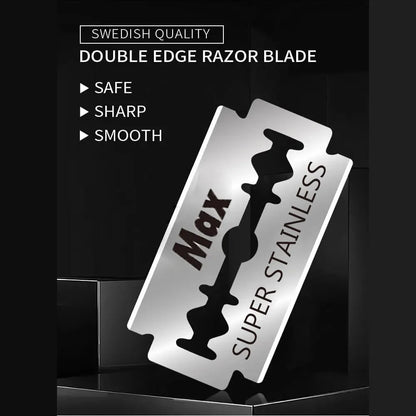 1 Holder + 10/20 Blades Straight Folding Shaver — Men's Manual Razor with Sharp Barber Blade