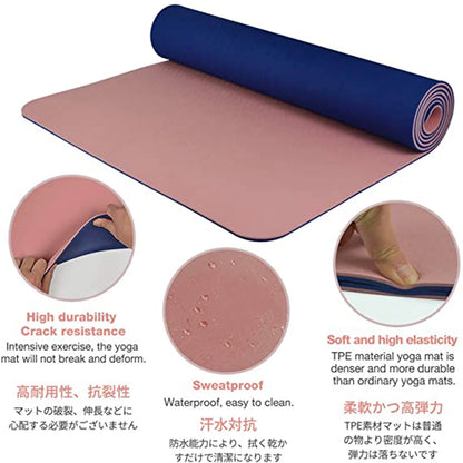 Thick Two-Color Non-Slip TPE Yoga Mat – High-Quality, Odorless Fitness Mat 180x57cm for Home Workouts
