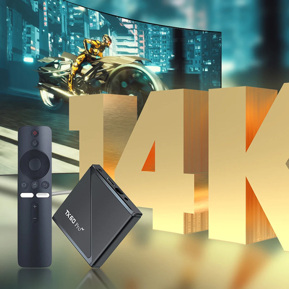 Android 16 Smart TV Box — Allwinner H313 Quad-Core, Dual WiFi 2.4G/5G, 14K Media Player with Voice Remote (16G/256G)