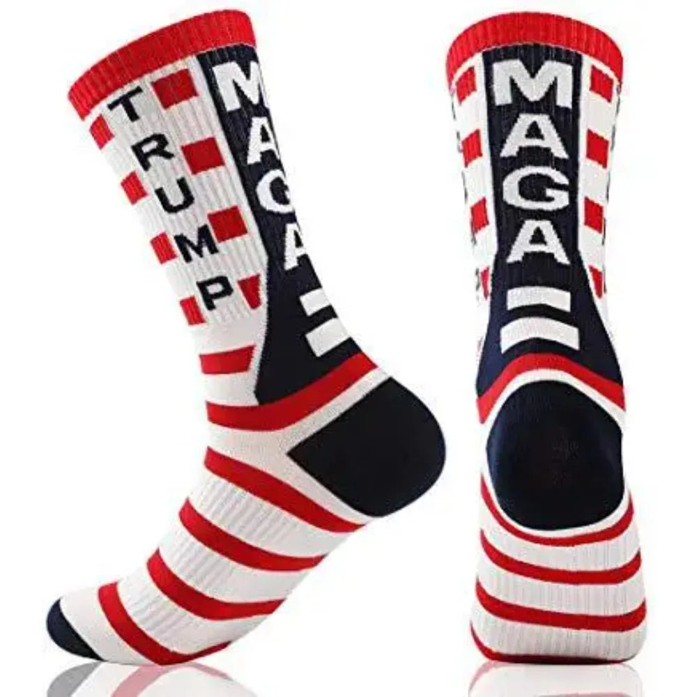 2024 President Donald Trump Socks – Unisex Funny Print Casual Crew Socks, 3D Fake Hair Design, Hot Sale Hip Hop Style