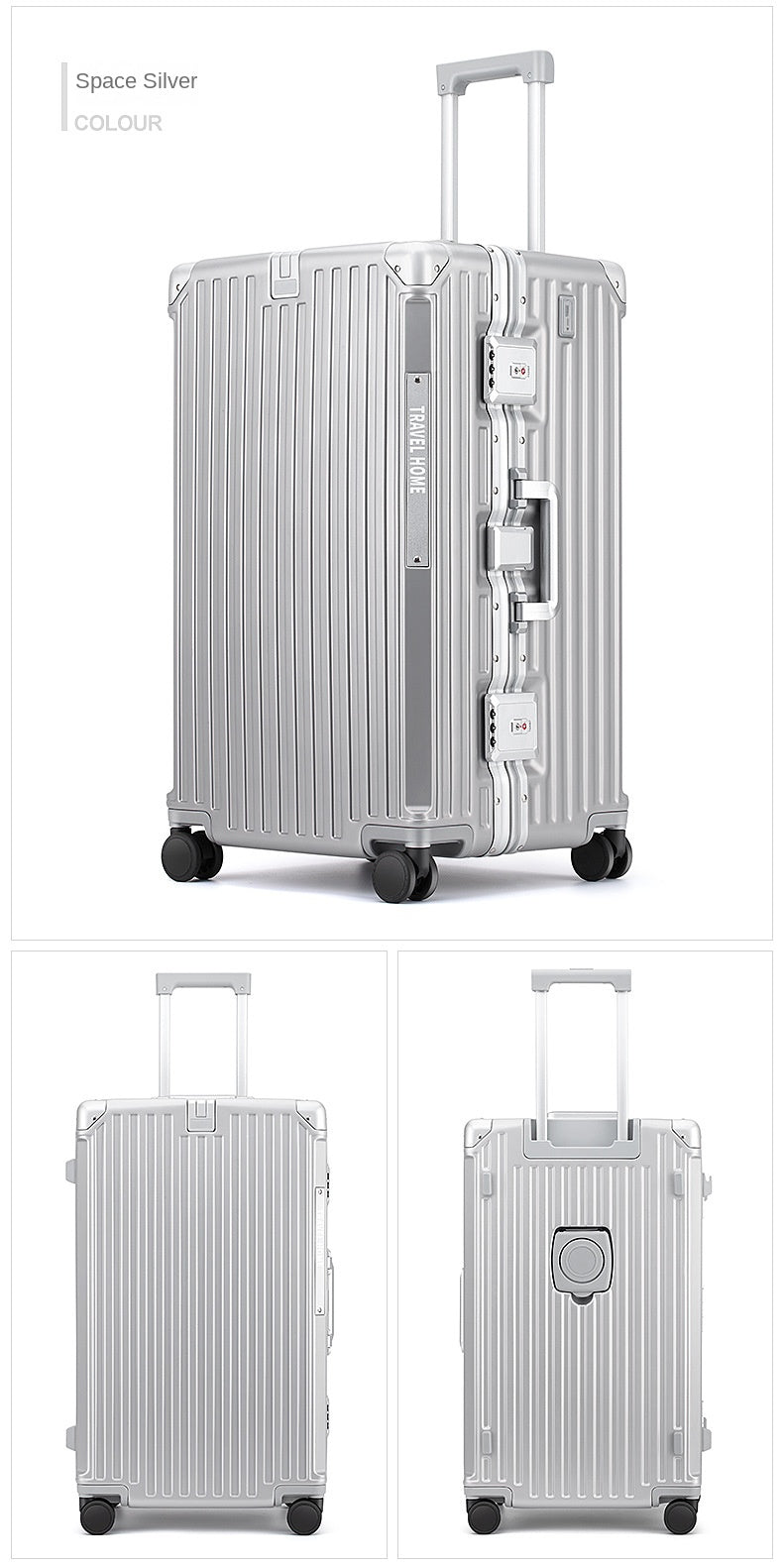 COLENARA Aluminum Frame Suitcase — High-Quality Large Capacity Trolley Travel Bag, 24", 26", 28", 30" Rolling Luggage