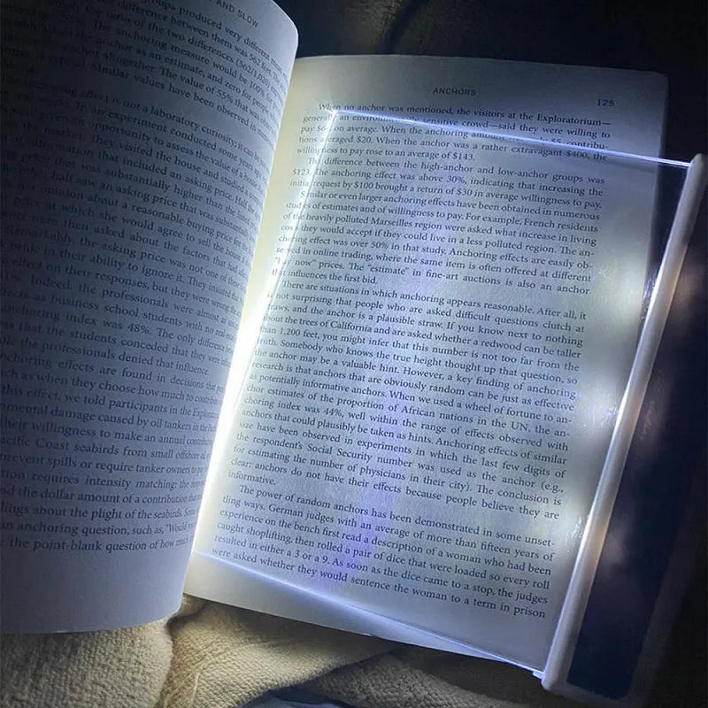 LED Flat Plate Panel Book Light - Portable Eye-Caring Bookmark for Night Vision Reading, Study, Car Travel