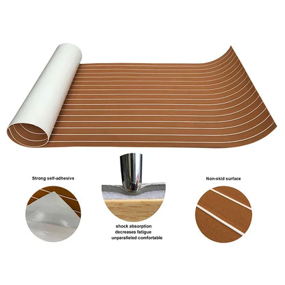 240×60×0.5cm Self-Adhesive EVA Foam Teak Sheet — Synthetic Marine Decking Mat for Car, Boat, Yacht, Sea Swim, Cozy Flooring Pad