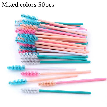 50PCS Reusable Eyelash Brushes – Mascara Wands Spoolers for False Lashes & Eyelash Extensions