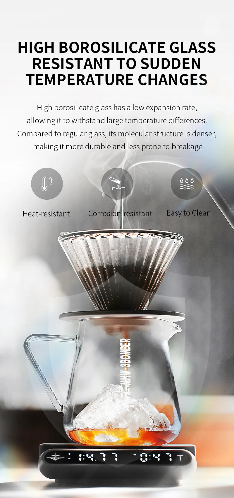 MHW-3BOMBER 500ml Glass Coffee Server — Espresso Dripper & Pour-Over Brewer Pot for Home Kitchen