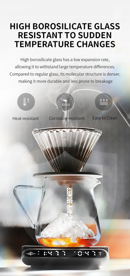 MHW-3BOMBER 500ml Glass Coffee Server — Espresso Dripper & Pour-Over Brewer Pot for Home Kitchen