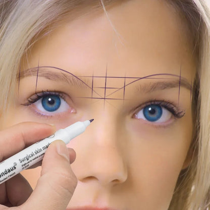 Professional Surgical Sterile Skin Marker Pen – Microblading Tattoo Eyebrow & Lip Marker with Measuring Ruler Set