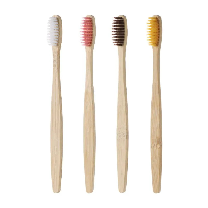 Single Cowhide Wrapped Bamboo Toothbrush Set - Natural and Environmentally Friendly - One Box of 10 PCS Bamboo Toothbrush Tablets
