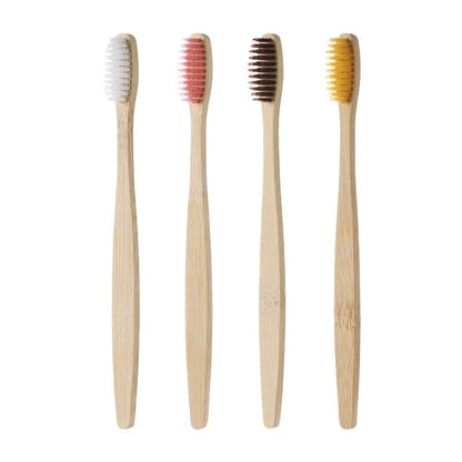 Single Cowhide Wrapped Bamboo Toothbrush Set - Natural and Environmentally Friendly - One Box of 10 PCS Bamboo Toothbrush Tablets
