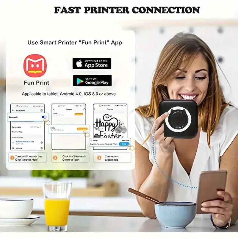 Portable Regular Portable Mini Wireless Thermal Printer | 203dpi Photo & Label Printing ...