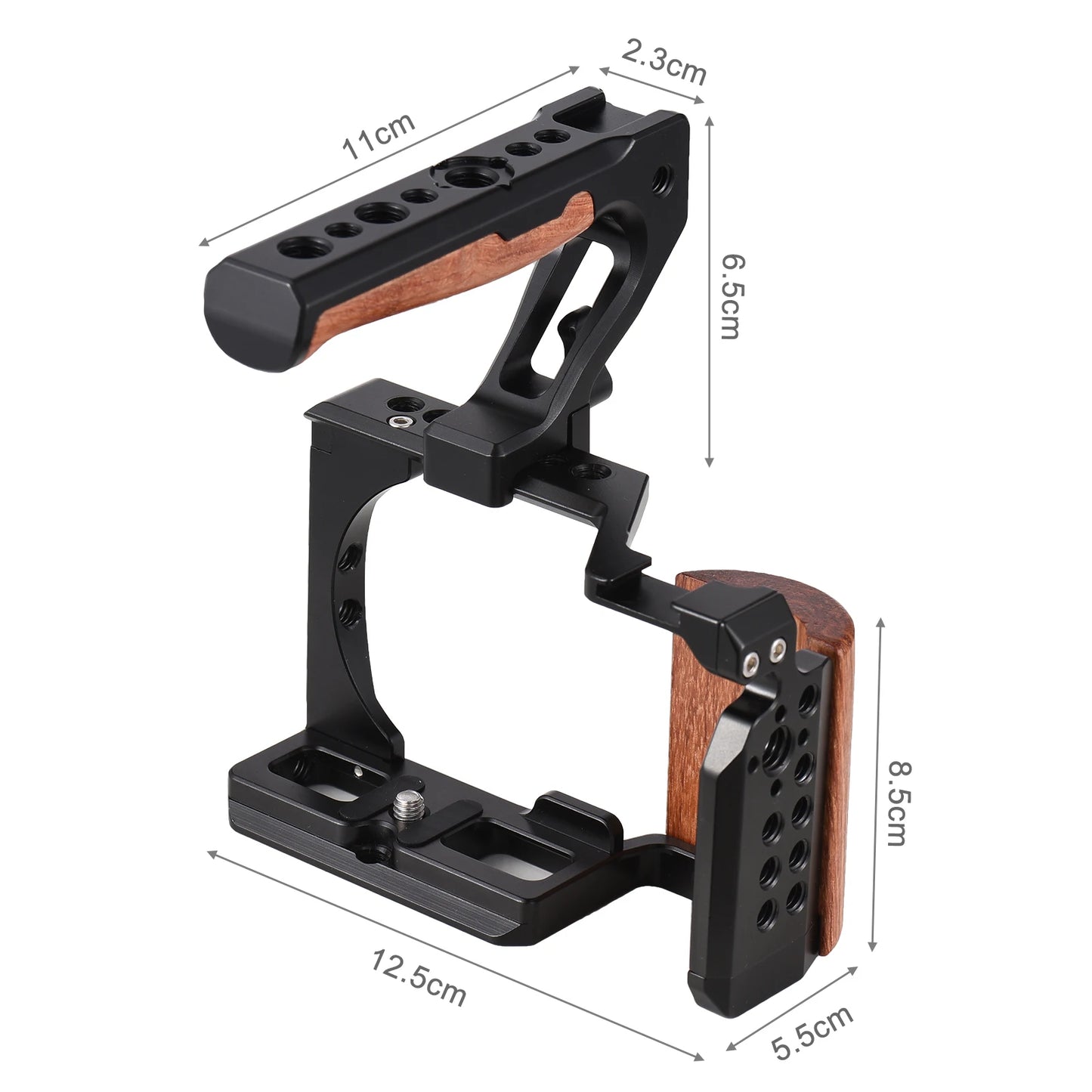 Andoer Camera Cage + Top Handle Kit - Aluminum Alloy Video Cage with Cold Shoe Mount, 1/4" & 3/8" Threads for Sony ZV-E10