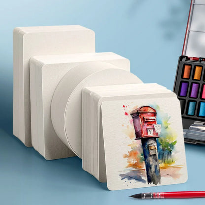 Professional Watercolor Paper: 300g 25 Sheets Square/Round Watercolor Postcards for Painting - Ideal School Supplies