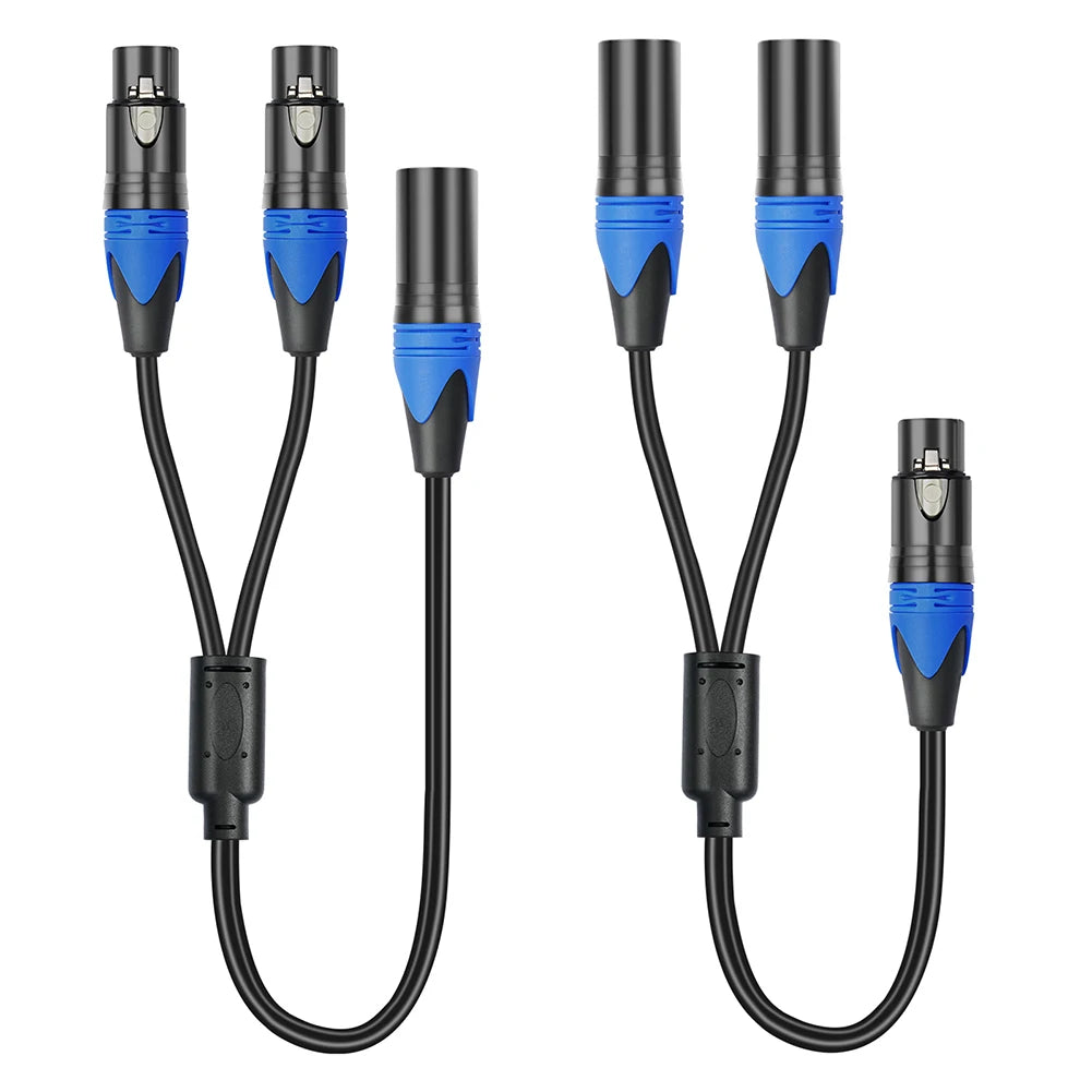 50cm XLR Splitter Cable – 1 XLR Female to 2 XLR Male Y Cable for Microphone, Amplifier & Mixer