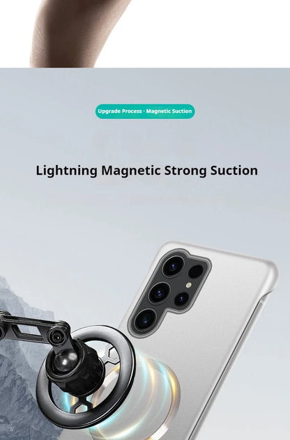 Ultra Thin Magnetic Metal Case for Samsung S25/S24 Ultra, S23/S22 FE – Frameless Matte PC Cover with MagSafe Compatibility
