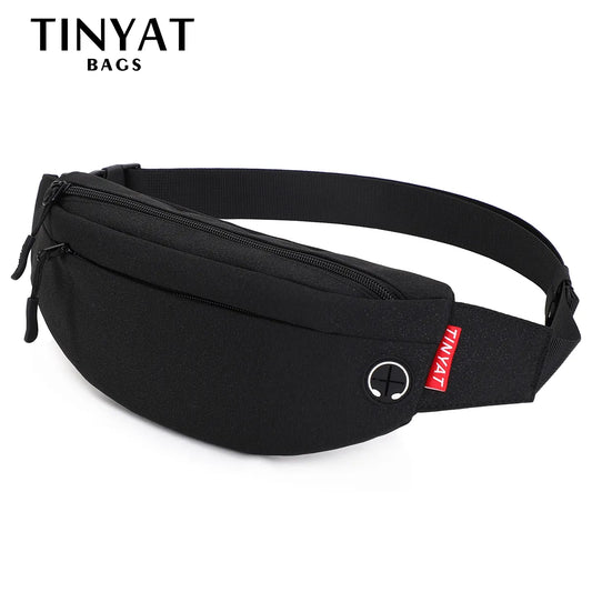 TINYAT Men Waist Bag: Casual Large Phone Belt Pouch - Canvas Travel Phone Bag for Women, Fanny Pack with 4 Pockets
