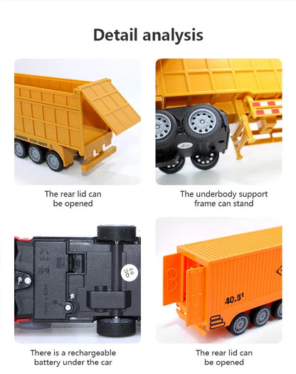 1/48 RC Heavy-Duty Semi-Trailer Truck – Remote Control Construction Dump Truck Toy for Boys Gift