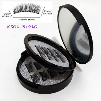 12PCS Magnetic False Eyelashes – Half Lashes Set with Double Box, Mirror & Applicator, Reusable Beauty Makeup