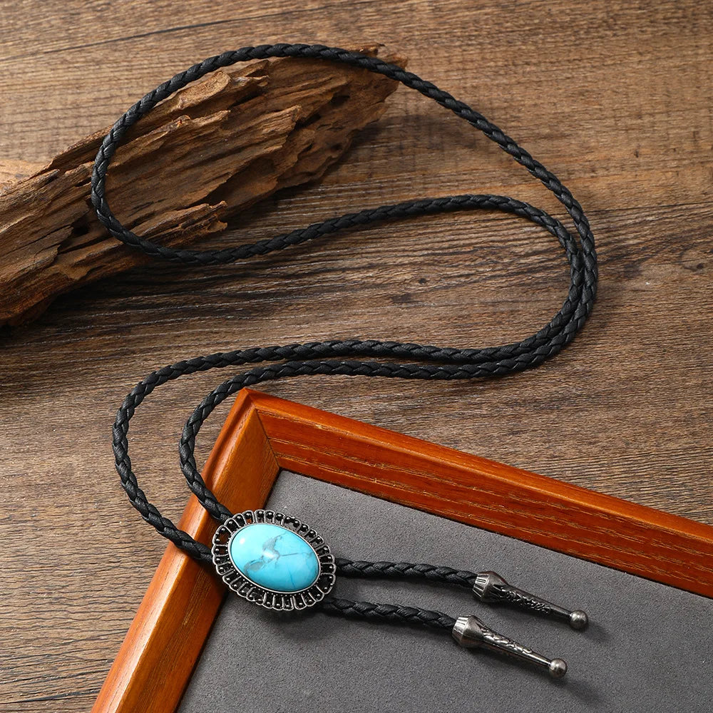 Golden Bolo Tie for Men – Adjustable Cowboy Garment Accessory with Bull Head Pendant, Western Style Necklace