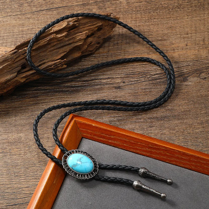 Golden Bolo Tie for Men – Adjustable Cowboy Garment Accessory with Bull Head Pendant, Western Style Necklace