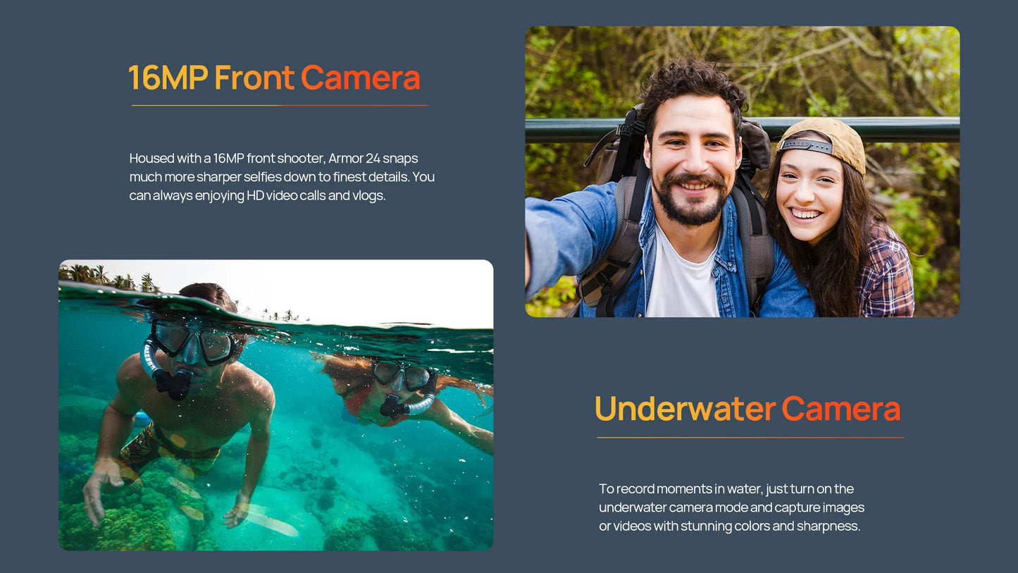 Ulefone Armor 24 Rugged Phone - 22000mAh, 24GB+256GB, 6.78" 120Hz Display, 64MP+64MP Camera, NFC, LED Light, Global Version