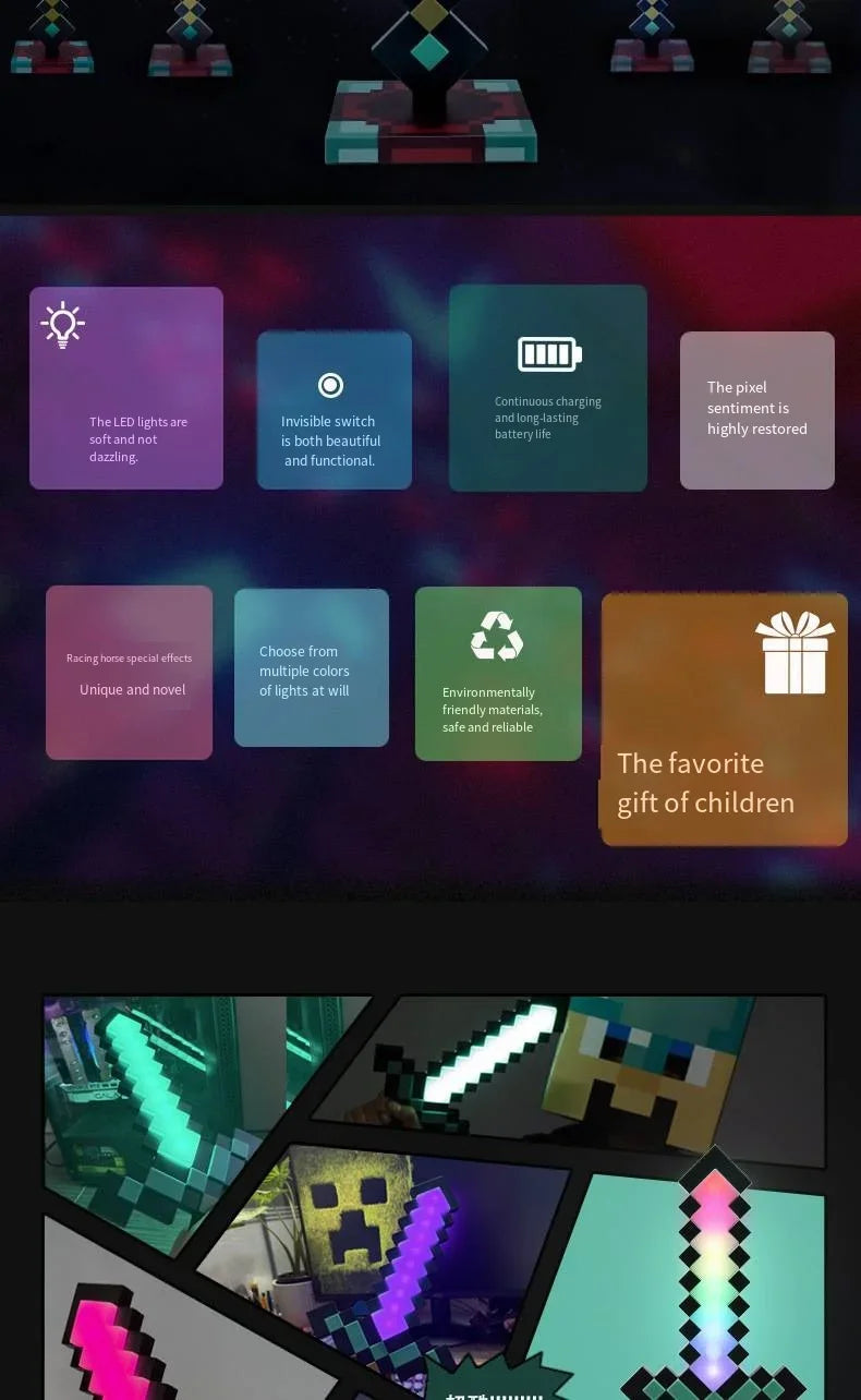 Minecraft Sword Night Light – Color-Changing Table Lamp, Game-Inspired Decorative Gift for Children