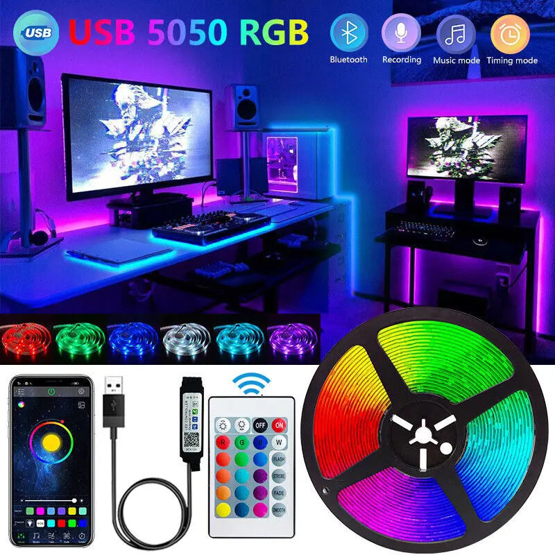 Bluetooth LED Strip Lights – Smart SMD 5050 with APP & Remote Control, Flexible Tape for TV Backlight & Home Decor