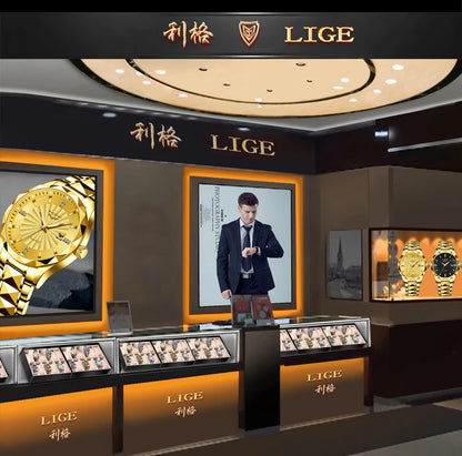 LIGE Dual Seconds Tourbillon Watch – Men's Stainless Steel Mechanical Timepiece, 24H, Night Glow, Waterproof