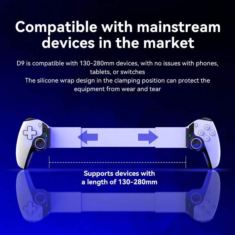 BSP-D9 Wireless Bluetooth Mobile Game Controller – Stretch Design for PC, Tablet, Switch, PS3/PS4, Dual Hall Somatosensory Controller