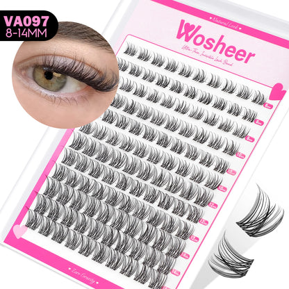 WOSHEER Manga Lash Clusters Kit – Clear Fairy Wet-Look Spiky Individual Anime Eyelashes