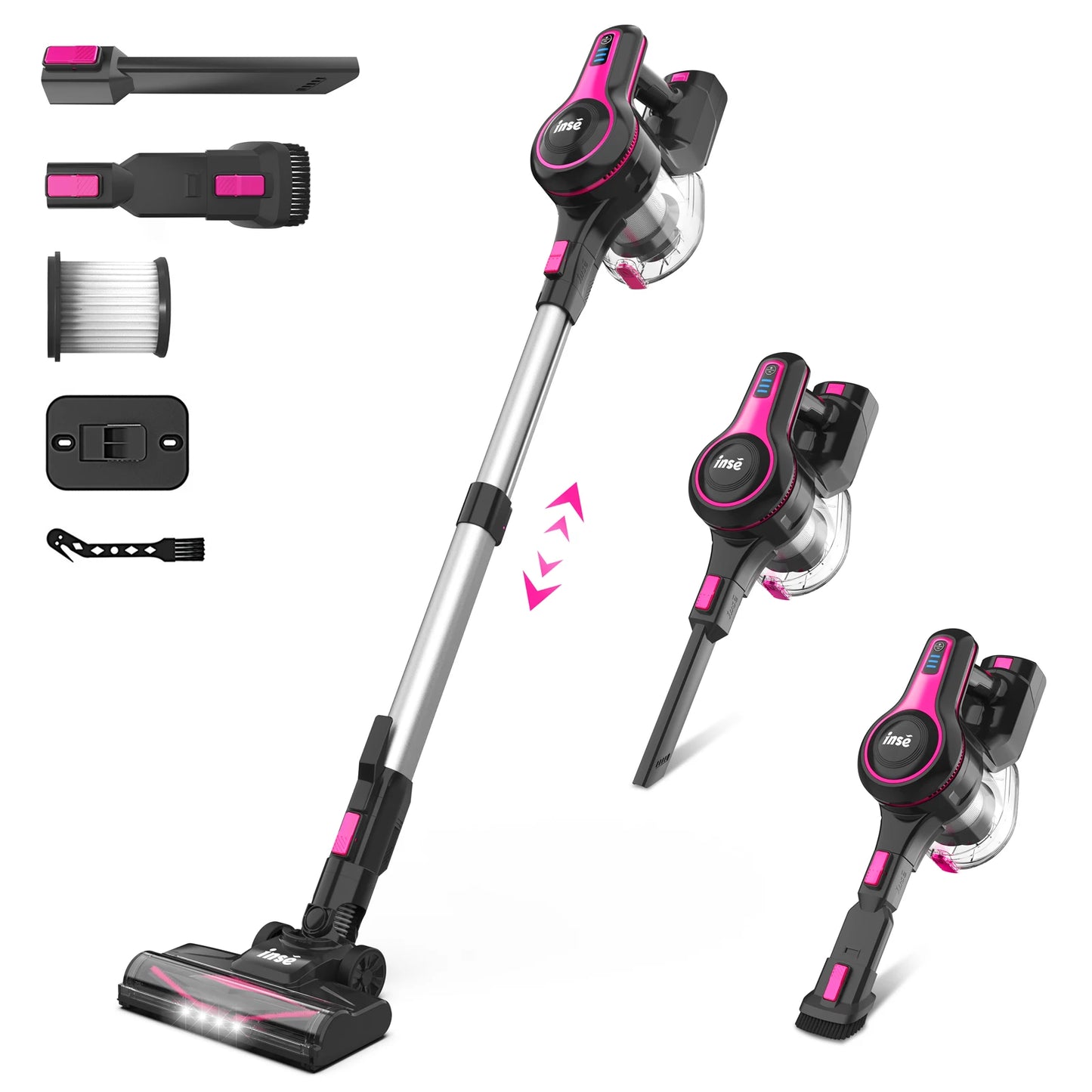 INSE Cordless Vacuum Cleaner - 6 in 1, 20Kpa Suction, Lightweight Stick Vacuum with 2200mAh Rechargeable Battery for Home Cleaning