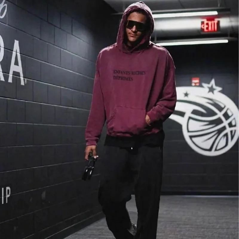 2025SS Ripped E.R.D. Hoodie – Men & Women Slogan Print Short Wide Sweatshirt