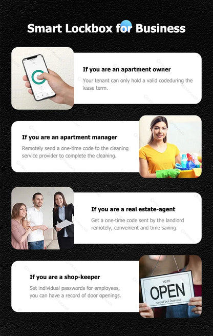 YRHAND TTlock Smart Password Fingerprint Lock Box – Digital Card & Tuya-Compatible Portable IP66 Security for Smart Homes