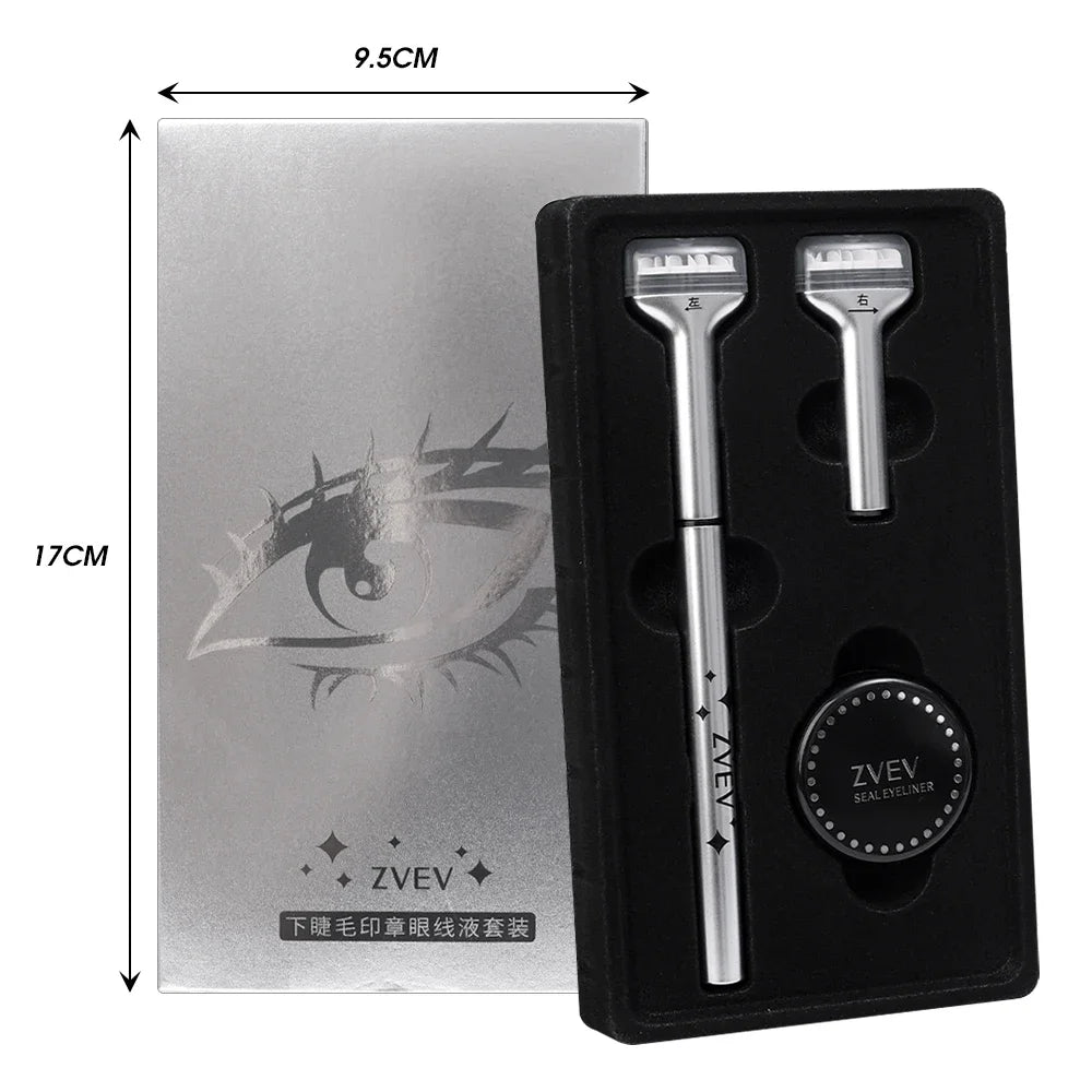Reusable 2-in-1 Eyelash Stamps Pen - Quick Dry Black/Brown Liquid Eyeliner for Lower Lash Seal & Eyelash Simulation Makeup