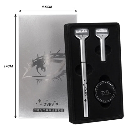 Reusable 2-in-1 Eyelash Stamps Pen - Quick Dry Black/Brown Liquid Eyeliner for Lower Lash Seal & Eyelash Simulation Makeup