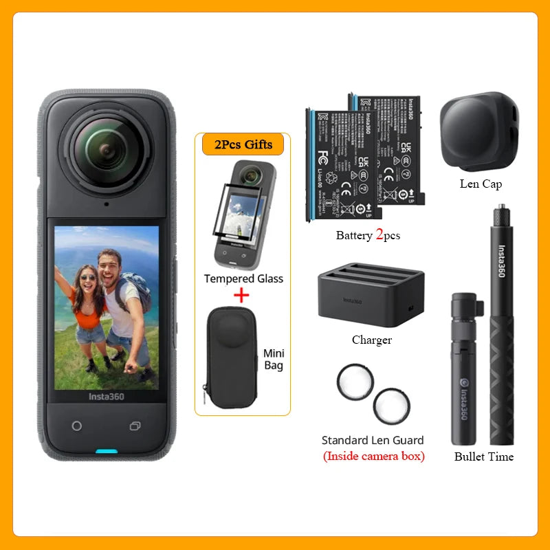 Insta360 X4 8K Waterproof 360 Action Camera – 2290mAh Battery, 2.5'' Touchscreen, 4K Wide-Angle Video