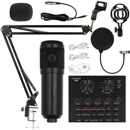 BM800 V8 Sound Card Set – Professional Condenser Microphone for Karaoke, Podcast Recording & Live Streaming