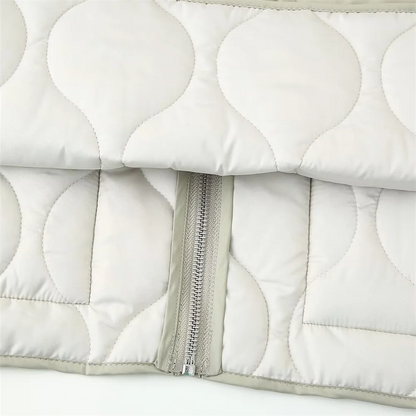 PB&ZA2024 Women's Autumn Cotton Jacket – Quilted Coat with Round Neck, Loose Fit & Pocket Decoration