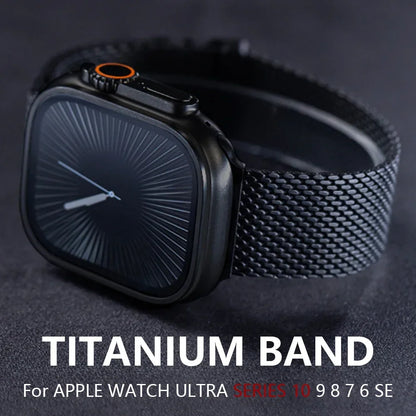 Titanium Band for Apple Watch Ultra 2 (49mm) – Milanese Loop with Secure Parachute Buckle, Compatible with Series 5-10